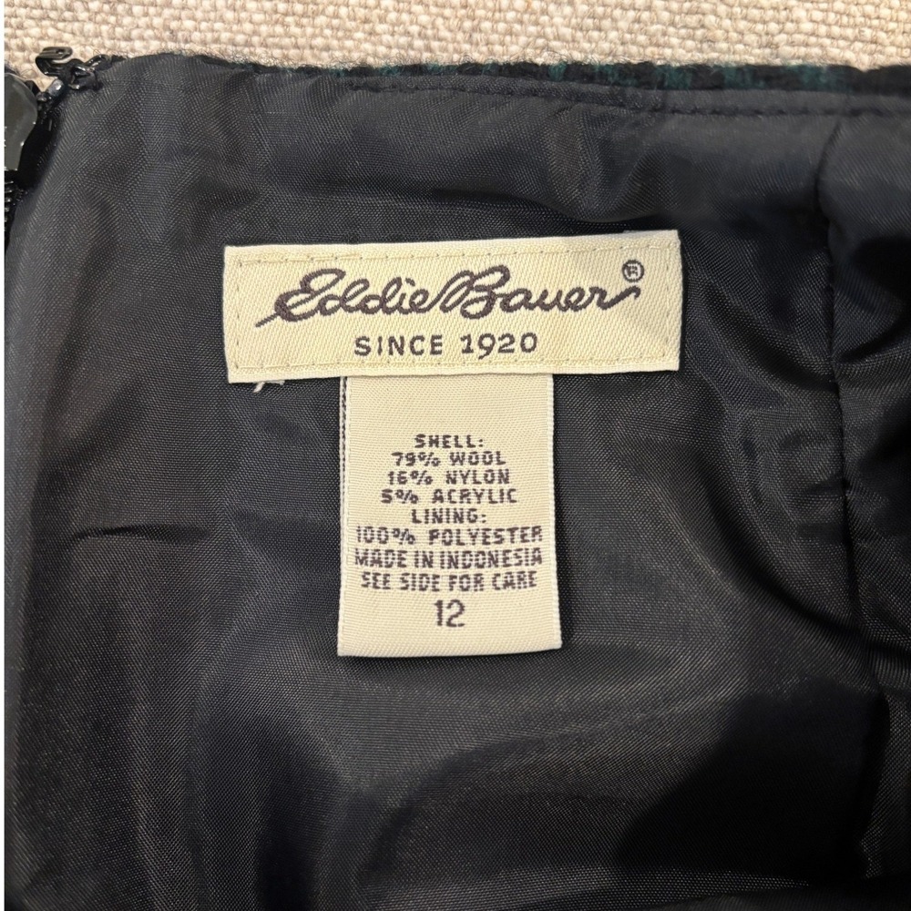 VTG Eddie Bauer Black Watch Plaid Wool Skirt NWT 12 Deadstock Dark Academia - Picture 4 of 5
